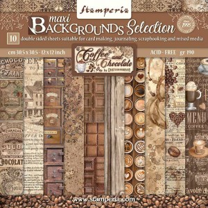 Набор бумаги для скрапбукинга Stamperia SBBL145 "COFFEE AND CHOCOLATE, фоны", 30,5х30,5 см